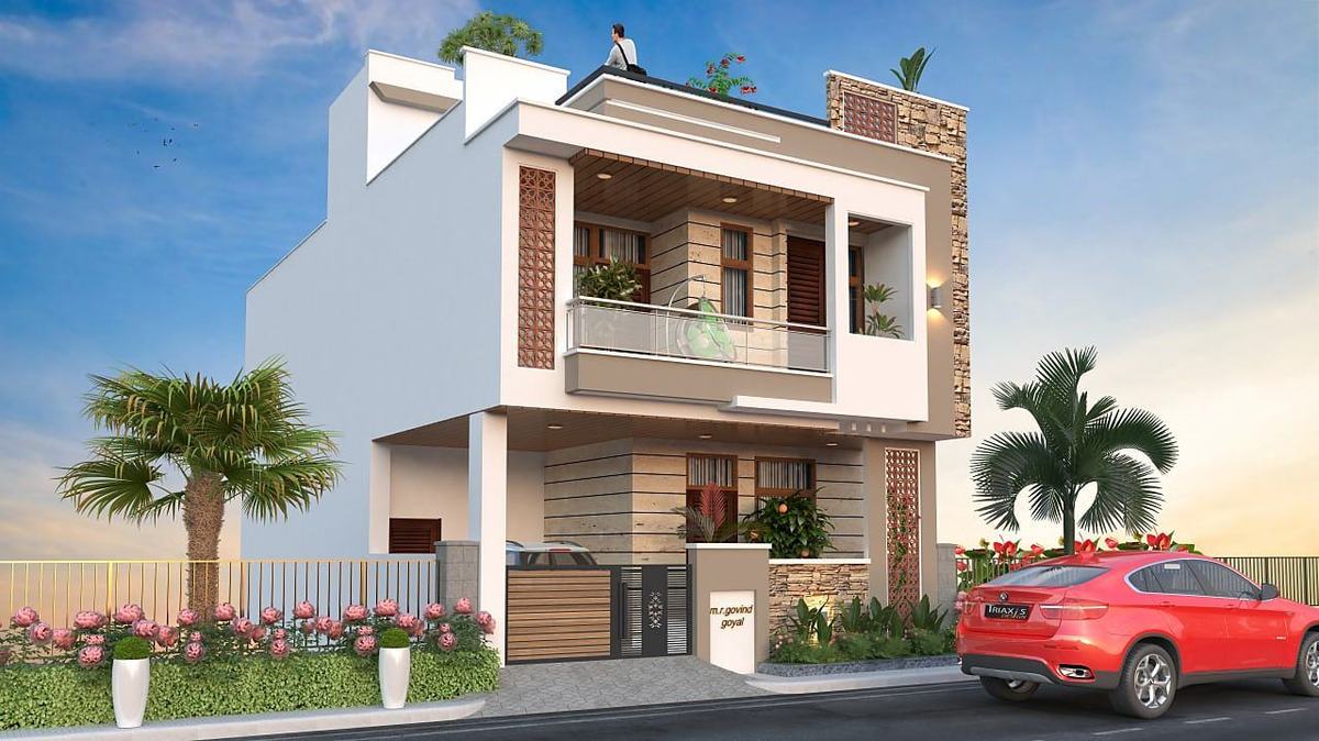 28 ft West Facing Residence designed by Sri Yug Constructions & Architect