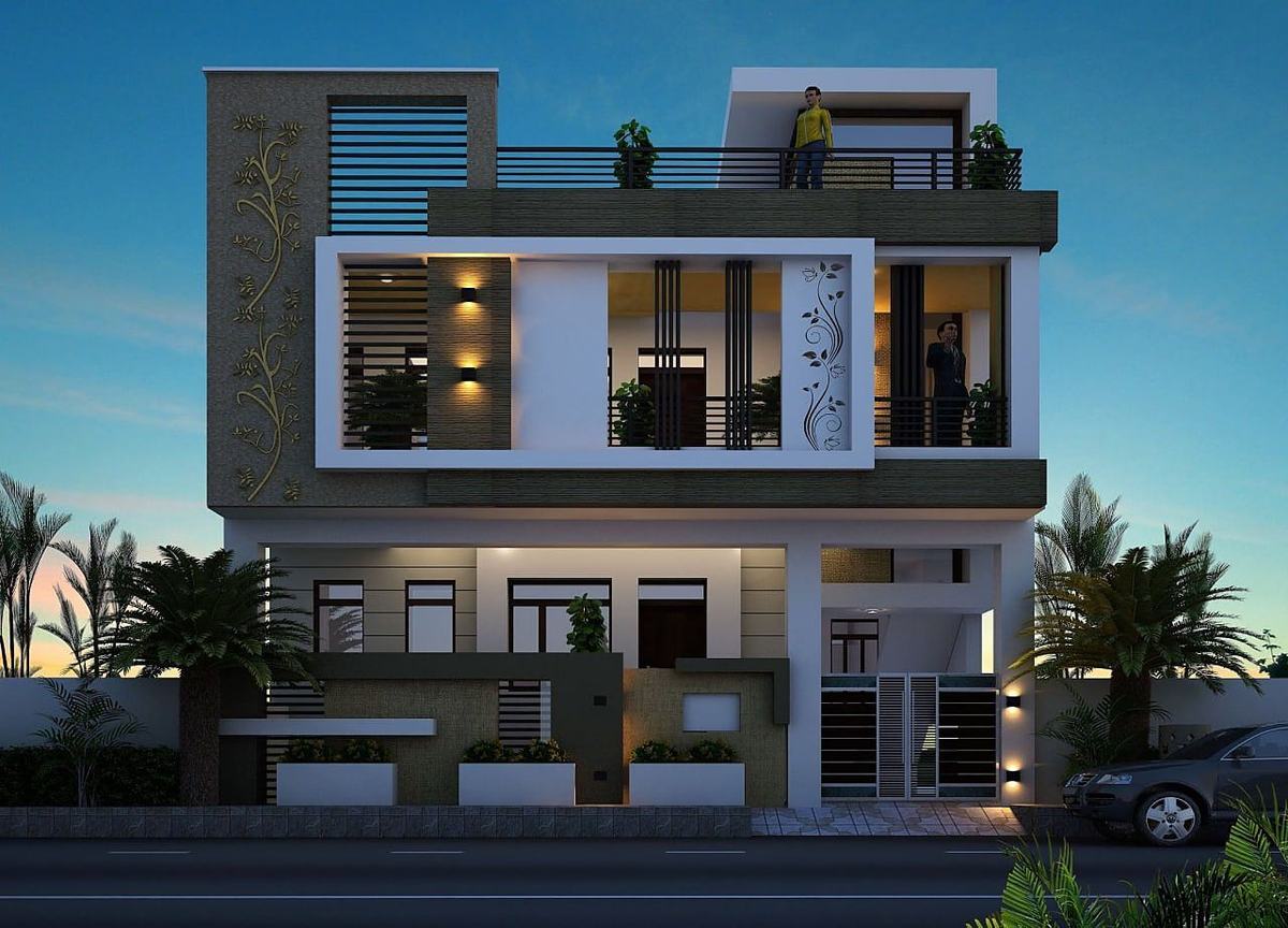 35 ft South-West Corner Residence designed by Sri Yug Constructions & Architect