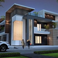 Layered facade remodelled over an existing structure