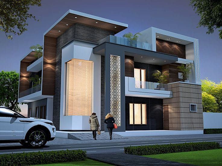Layered Facade Residence designed by Sri Yug Constructions & Architect