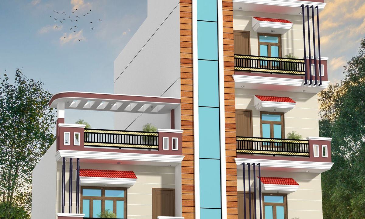 Narrow-plot elevation, first option